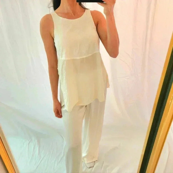 MADEWELL white cream sleeveless blouse crewneck professional romantic flirty - Picture 1 of 9